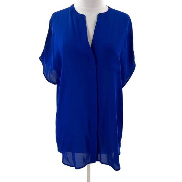 Vince silk popover top blue sz M - Picture 1 of 6